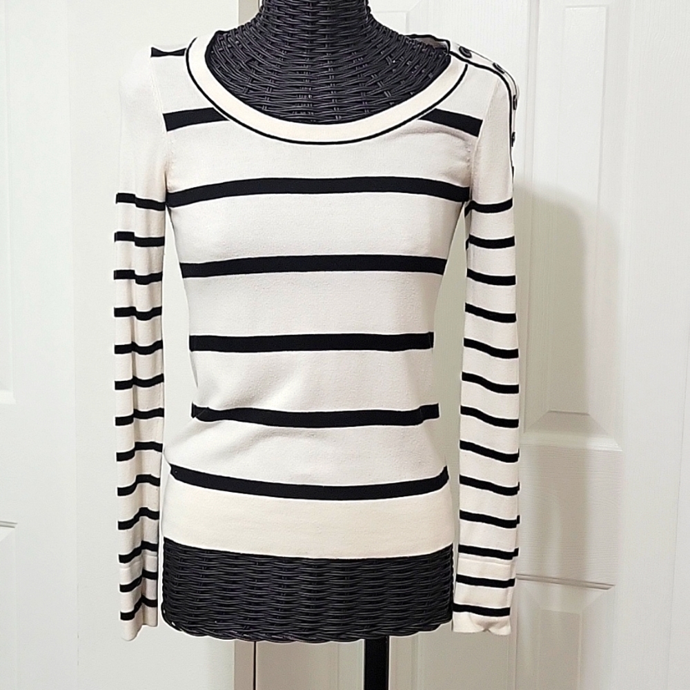 Ann Taylor Loft Striped Boat Neck Knit Sweater Size XS EUC